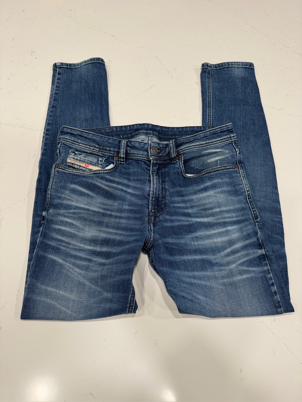 Diesel Men’s Blue Skinny Jeans Low Waist 1979 Sleenker - 30